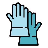 Prevention medical gloves icon color outline vector