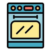 vector de contorno de color de icono de estufa de gas de cocina