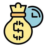 vector de esquema de color de icono de bolsa de dinero de colaboración empresarial