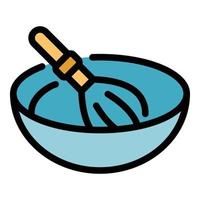 Whisk with bowl icon color outline vector