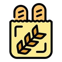 Bread in bag icon color outline vector