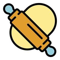 Rolling pin for dough icon color outline vector