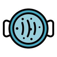 Saucepan top view icon color outline vector