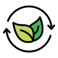 Leaf recycle icon color outline vector