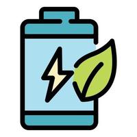 Eco battery icon color outline vector