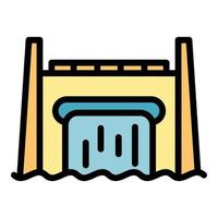 Hydro power station icon color outline vector
