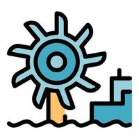 vector de esquema de color de icono de estación de turbina de energía hidroeléctrica