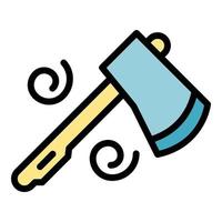 Farm axe icon color outline vector