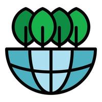 Globe trees icon color outline vector