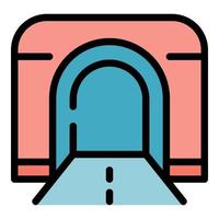 Road tunnel icon color outline vector