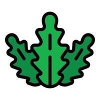 vector de contorno de color de icono de hojas de ensalada bio