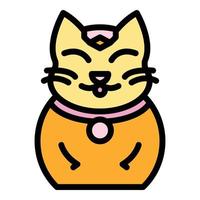 gato para la buena suerte icono vector de contorno de color