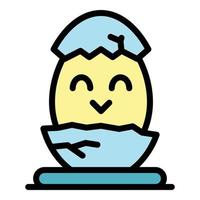 Egg cracked icon color outline vector