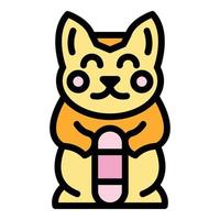 Cat statuette icon color outline vector