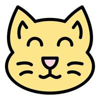 Happy cat figurine icon color outline vector