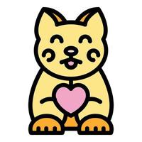 Chinese cat icon color outline vector