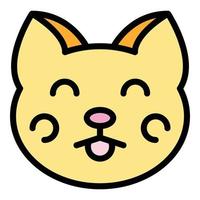 Cute japanese cat icon color outline vector
