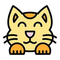 Smiling oriental cat icon color outline vector