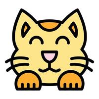 Smiling oriental cat icon color outline vector