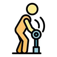 Physical rehabilitation walking stick icon color outline vector