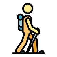 Hiking walking rehabilitation icon color outline vector