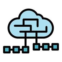 Customer cloud data icon color outline vector