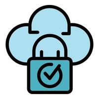 Database locked cloud icon color outline vector