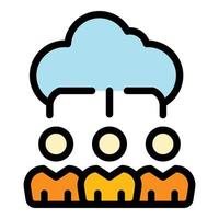 Cloud customer database icon color outline vector