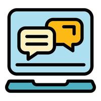 Online chat icon color outline vector