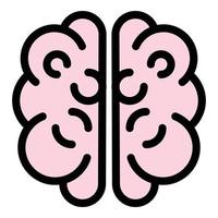 Human head brain icon color outline vector