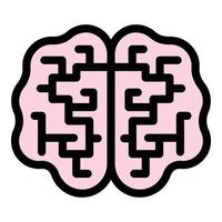 Brain icon color outline vector