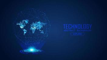 Modern World Map Holograph on Technology Background vector