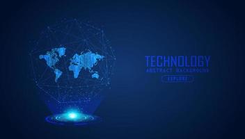 Modern World Map Holograph on Technology Background vector