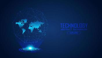 Modern World Map Holograph on Technology Background vector