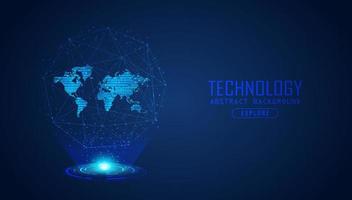 Modern World Map Holograph on Technology Background vector