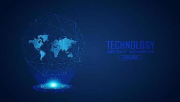 Modern World Map Holograph on Technology Background vector