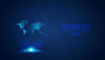 Modern World Map Holograph on Technology Background vector