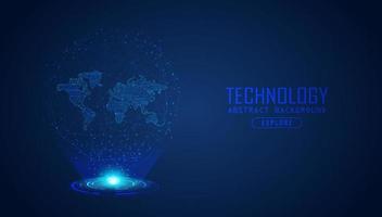 Modern World Map Holograph on Technology Background vector