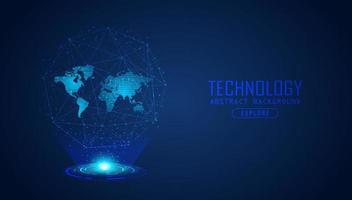 Modern World Map Holograph on Technology Background vector