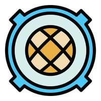 Sewer manhole cap icon color outline vector