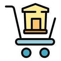 Buy cart house icon color outline vector