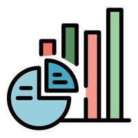 vector de esquema de color de icono de informe de mercado