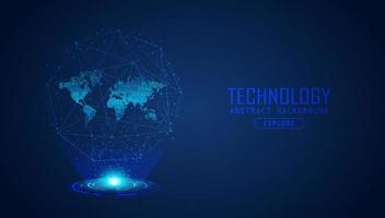 Modern World Map Holograph on Technology Background vector