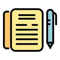 Notebook and pen icon color outline vector