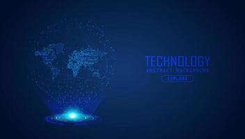 Modern World Map Holograph on Technology Background vector