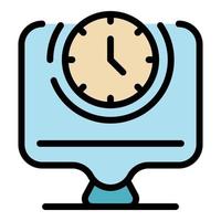 Monitor working hours icon color outline vector