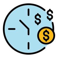 vector de contorno de color de icono de reloj de dinero