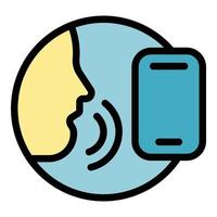 Voice command icon color outline vector