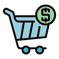 Grocery cart icon color outline vector