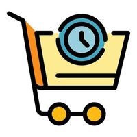 Sale shopping cart icon color outline vector